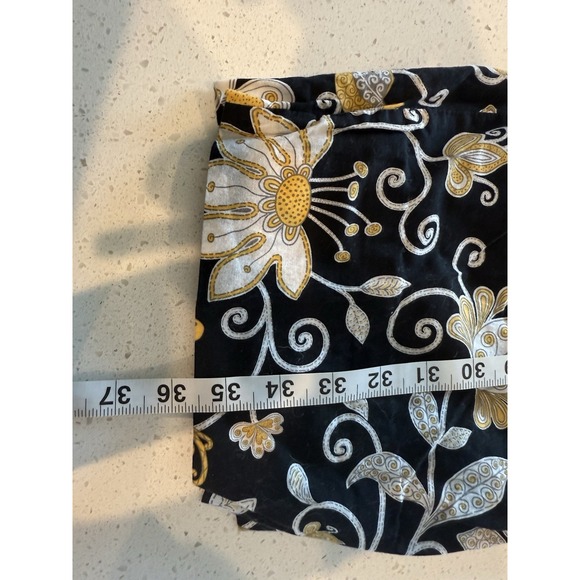 VERA BRADLEY Capri Pajamas Pants Bottoms Convertible Floral Black Yellow White - Picture 5 of 8